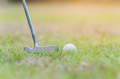 Close-up of ball on field