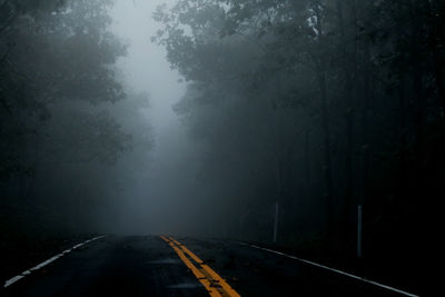 The road with darkness and haze