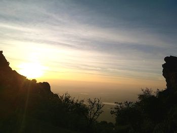 Scenic view of silhouette landscape against sky during sunset