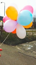 Colorful balloons in the dark