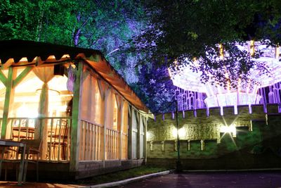 Exterior of illuminated house at night