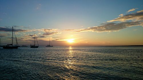 Scenic view of sunset over sea