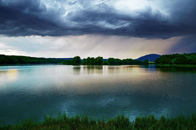 Scenic view of lake against sky