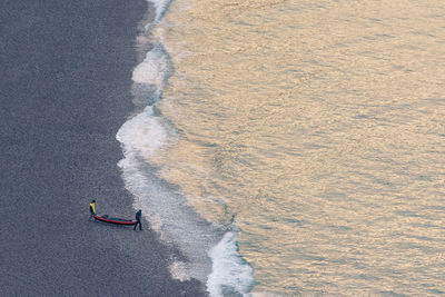 High angle view of people on beach