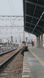 Train on railroad station platform