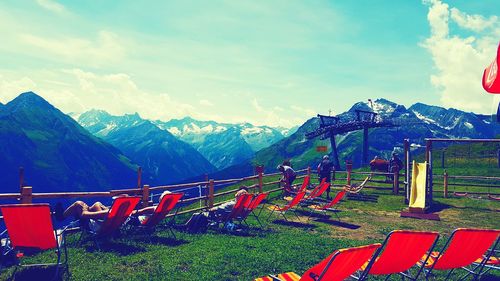 Scenic view of mountains against sky