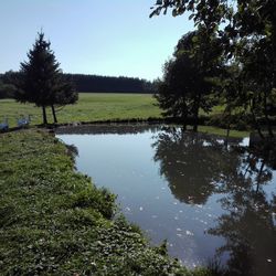 Scenic view of lake against sky