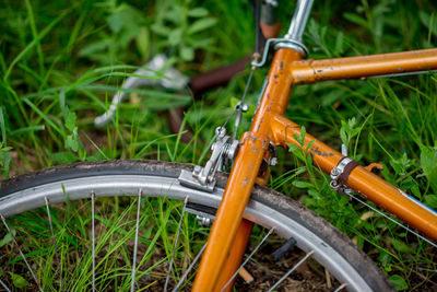 Close-up of metal wheel