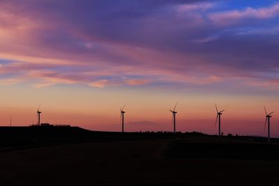 Scenic view of silhouette field against sky during sunset