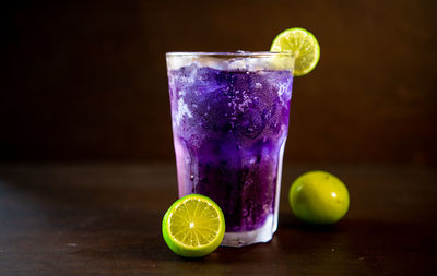 Close-up of glass of juice