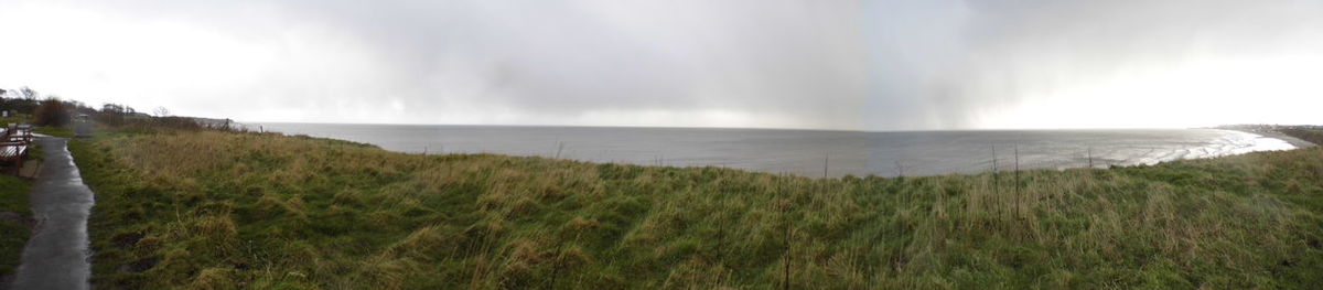 Scenic view of sea against cloudy sky