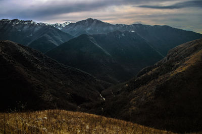 Scenic view of mountains against sky