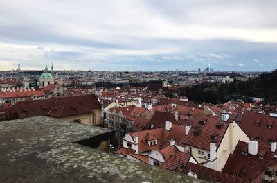 High angle view of townscape against sky