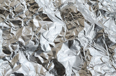 Full frame shot of crumpled foil