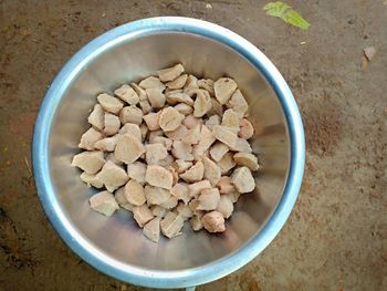 High angle view of breakfast in bowl on table