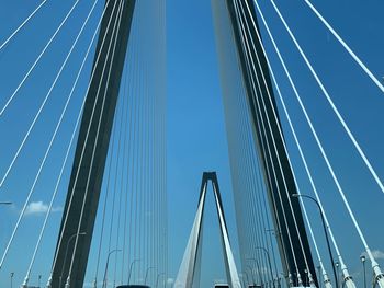 Low angle view of suspension bridge