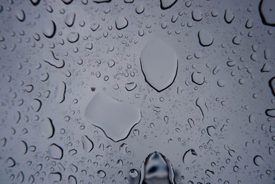 Full frame shot of wet glass window during rainy season