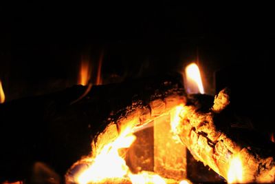 Close-up of bonfire at night