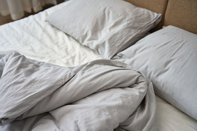 High angle view of bed at home