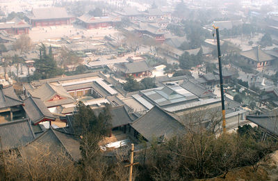 High angle view of buildings in city