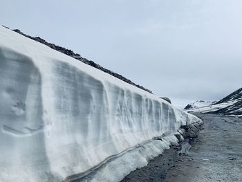 Panoramic shot of icicles on mountain against sky