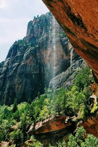 Low angle view of rocky mountain