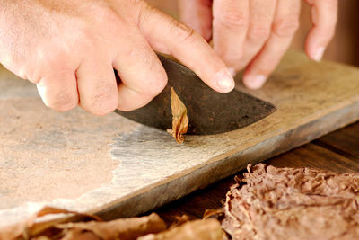 Close-up of woman preparing food