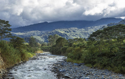Landscape shot of the river rio grand de orosi near cachi in costa rica