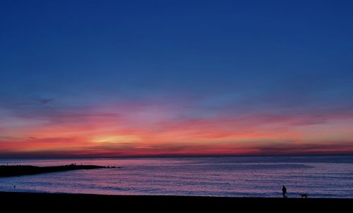 Scenic view of sea against sky at sunset