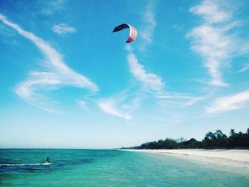 Scenic view of sea against blue sky