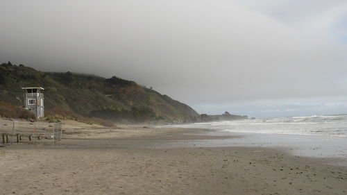 Scenic view of beach against sky