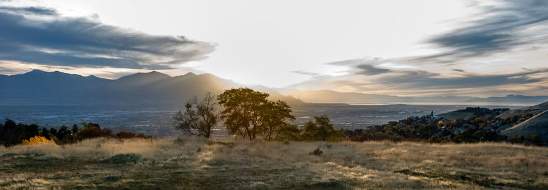 Scenic view of landscape against sky during sunset