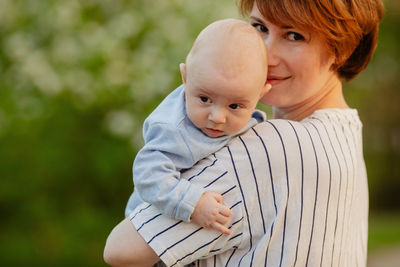 Portrait of mother and baby