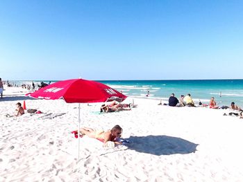 Tourists on beach