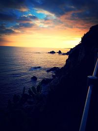 Scenic view of sea at sunset