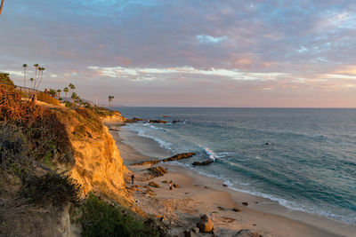 Scenic view of sea against dramatic sky