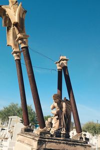 Low angle view of statue against clear sky