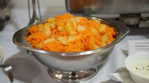 Close-up of food in bowl on table