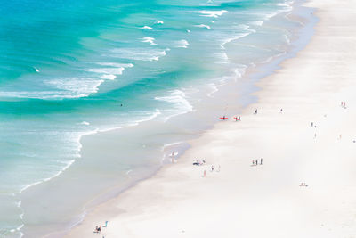 High angle view of people on beach