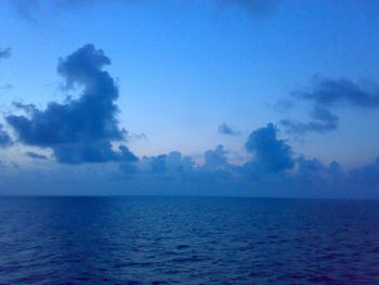 Scenic view of sea against dramatic sky