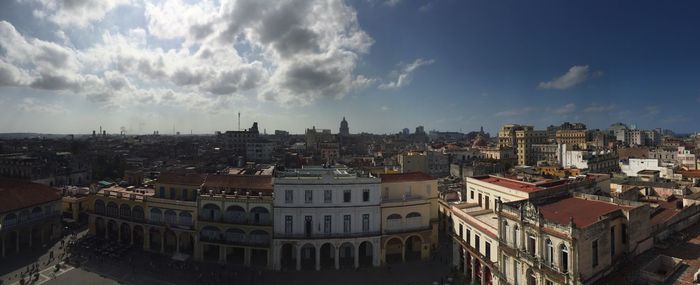 Panoramic view of cityscape against sky