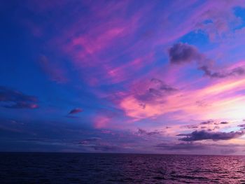 Scenic view of sea against dramatic sky