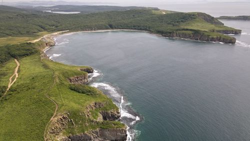 High angle view of sea against sky