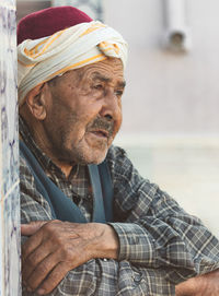 Senior man looking away outdoors