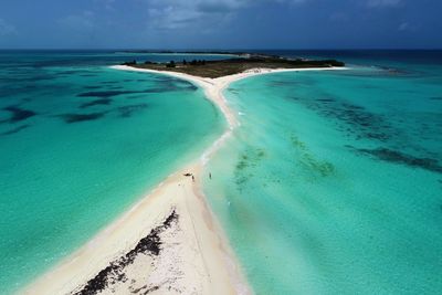 Aerial view of island and beach in los roques, venezuela