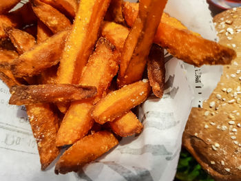 Close-up of burger on plate