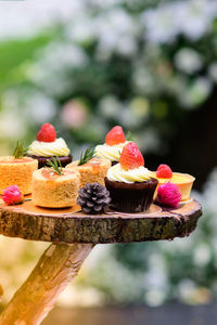 Close-up of strawberry cake