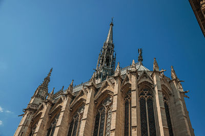 Gothic facade of sainte-chapelle church in paris. the famous capital of france.