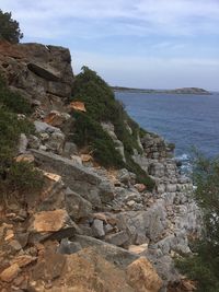 Scenic view of sea and rocks