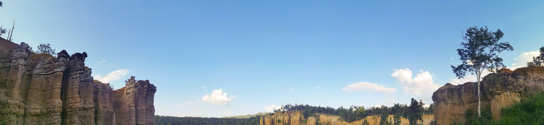 Panoramic view of rock formations against sky